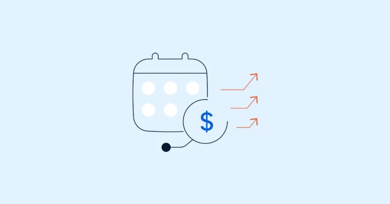A calendar outline emoticon, overlapped by a money sign emoticon, all on a blue background, to symbolize the top 3 reasons K-12 schools have payroll errors