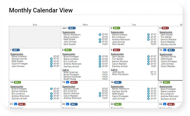 screenshot of the 24-48 rotation shift schedule