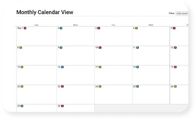 screenshot of the California swing rotation shift schedule