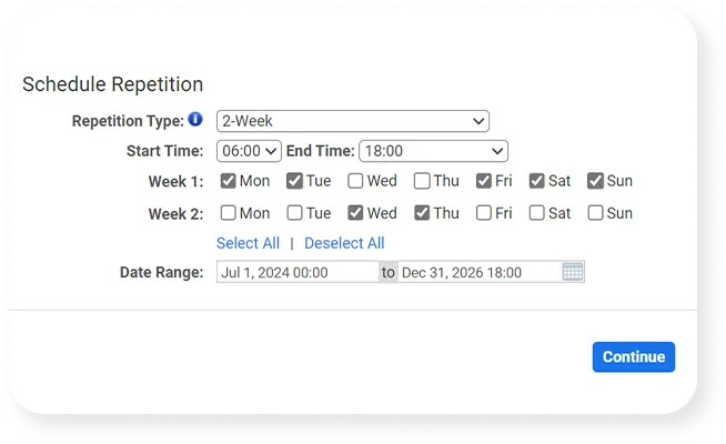 Screenshot of the Pitman shift schedule
