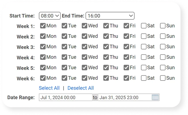 screenshot of the slow rotation shift schedule