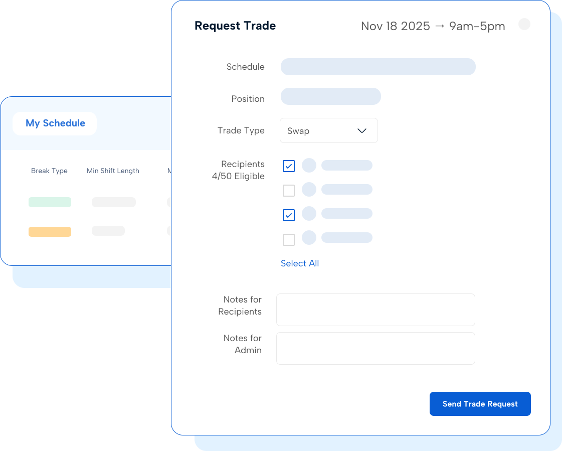 Aladtec employee experience Shift trade