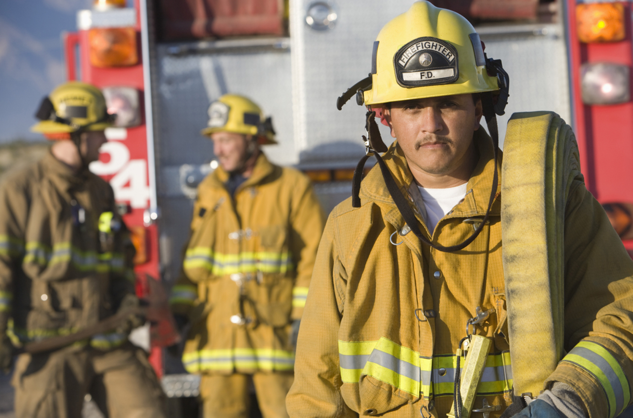 Visual representation of firefighters looking at us, the viewer, in approval of their firefighter work schedule