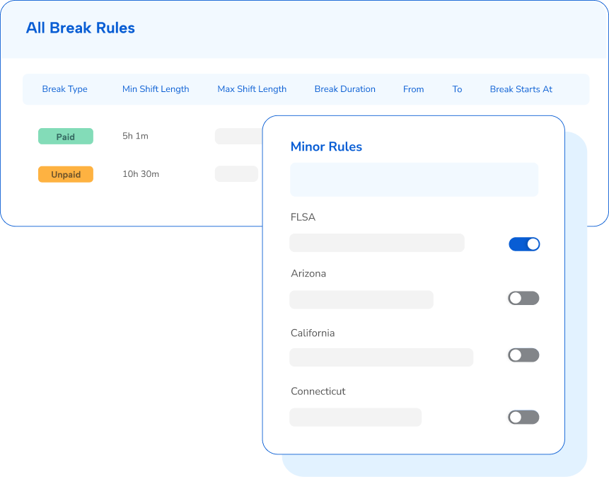 Break minor rules settings