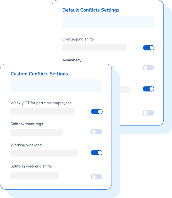 Default and custom conflict settings 1