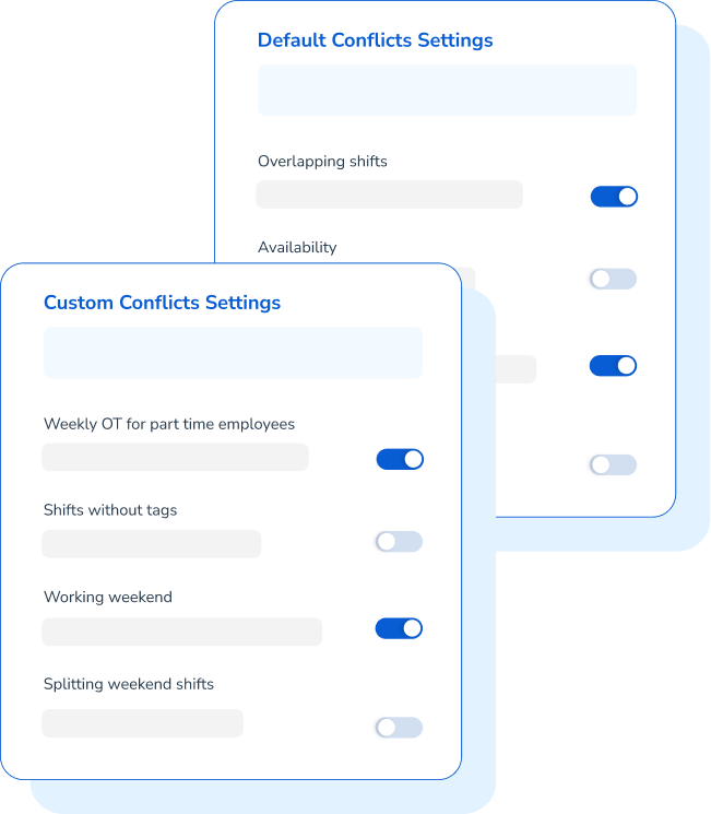 Default and custom conflict settings 2