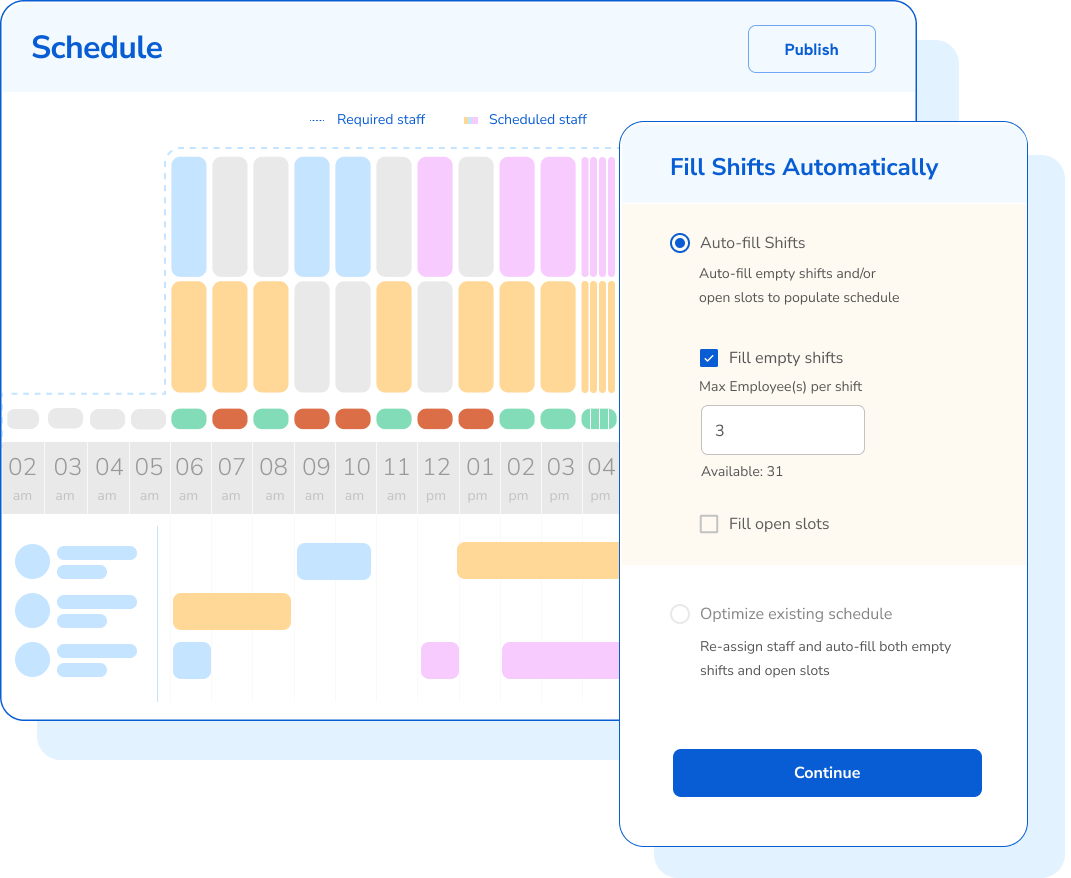 Humanity shift planning interface with drag-and-drop scheduling functionality