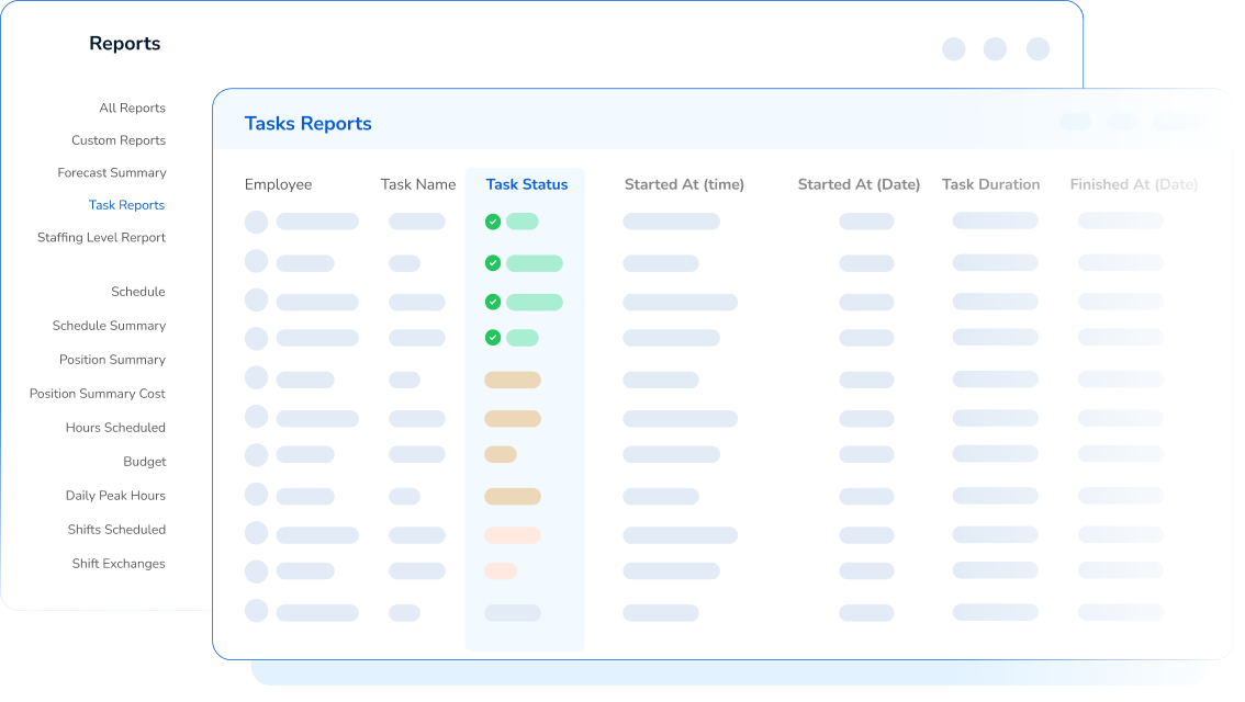 Tasks reports in Humanity Schedule