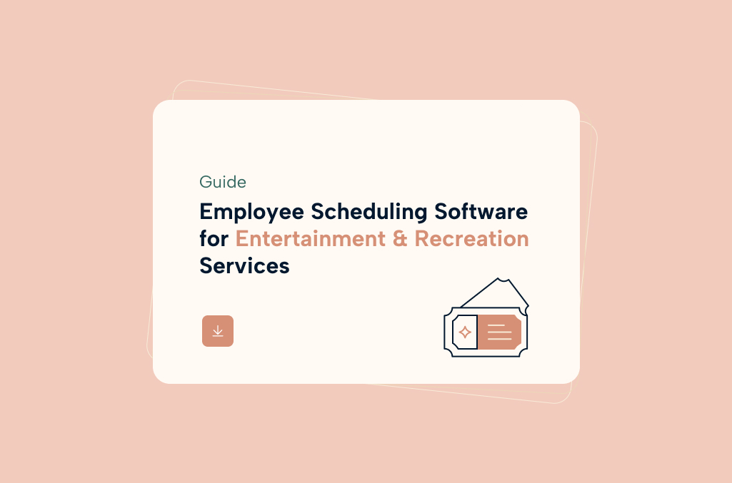 Light peach background with the title of "Employee Scheduling Software for Entertainment and Recreation Services"